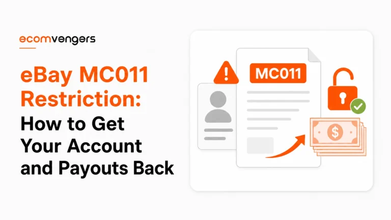 eBay MC011 notice shown in Messages telling a seller their payouts are on hold during a review