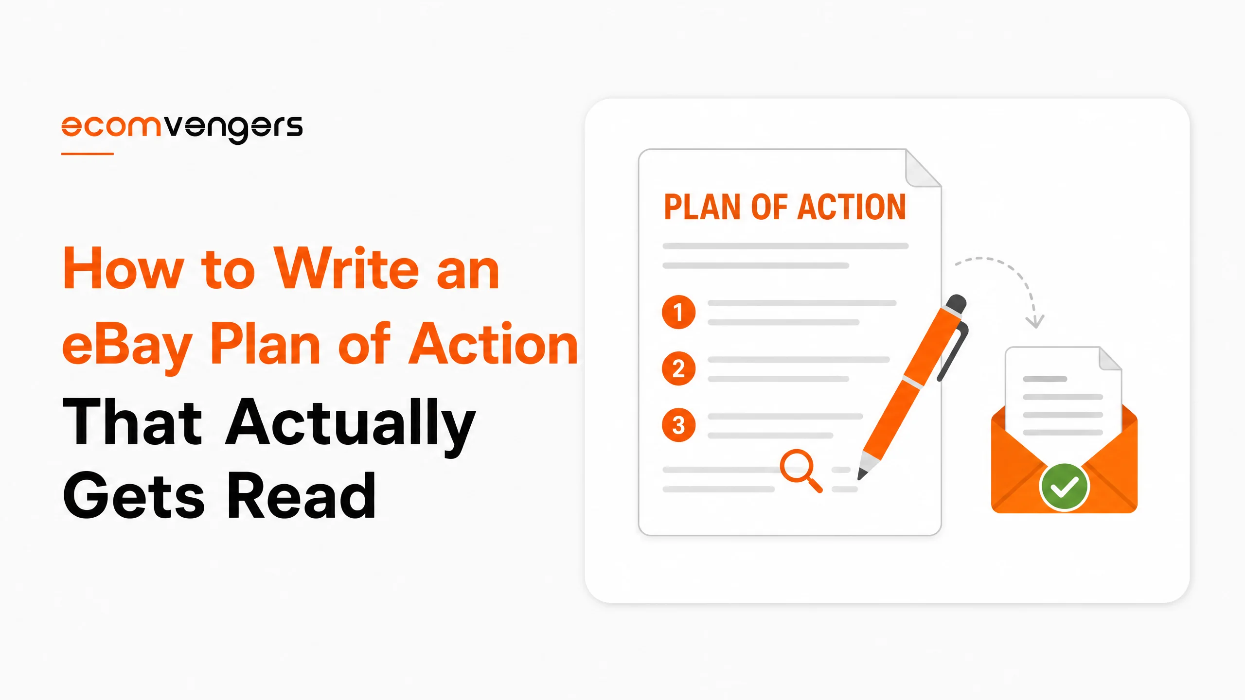 eBay plan of action for a suspended account, shown as a one page template cover